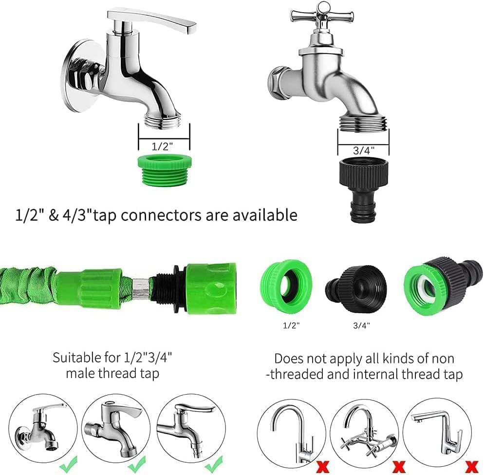 WESEN Expandable Garden Hose, 25ft/50ft/100ft/125ft/150ft/200ft Hose Pipe, 3 Times Magic Flexible Expanding Water Hose with 8 Function Nozzle Spray and 1/2", 3/4" Connector Fittings