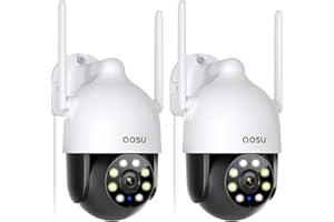 AOSU 2K Outdoor Security Camera with 360° Pan-Tilt, WiFi Camera Surveillance, Preset Timed Cruise, Auto Tacking, Full-Color N