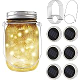 Solar Mason Jar Lights [Updated], 8 Pack 20 LED Waterproof Fairy Firefly Jar Lids String Lights