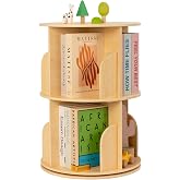 OOOK 2-Tier Kids Rotating Bookshelf, Corner Book Shelf for Kids Rooms | 360&deg; Display, Spinning Bookshelf, Small Bookcase, Wooden Bookshelf for Kids Room, Nursery, Living Room