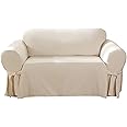 SureFit Duck Cotton Loveseat Box Cushion Slipcover - One Piece Slipcover, Relaxed Woven Fit, 100% Cotton, Machine Washable