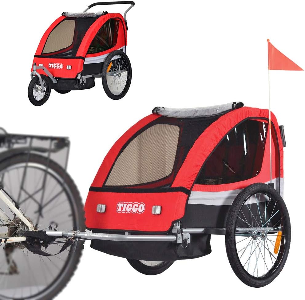 Children Bicycle Trailer & Jogging Stroller Combo-Red/Black 502-01 JBT03A-D01