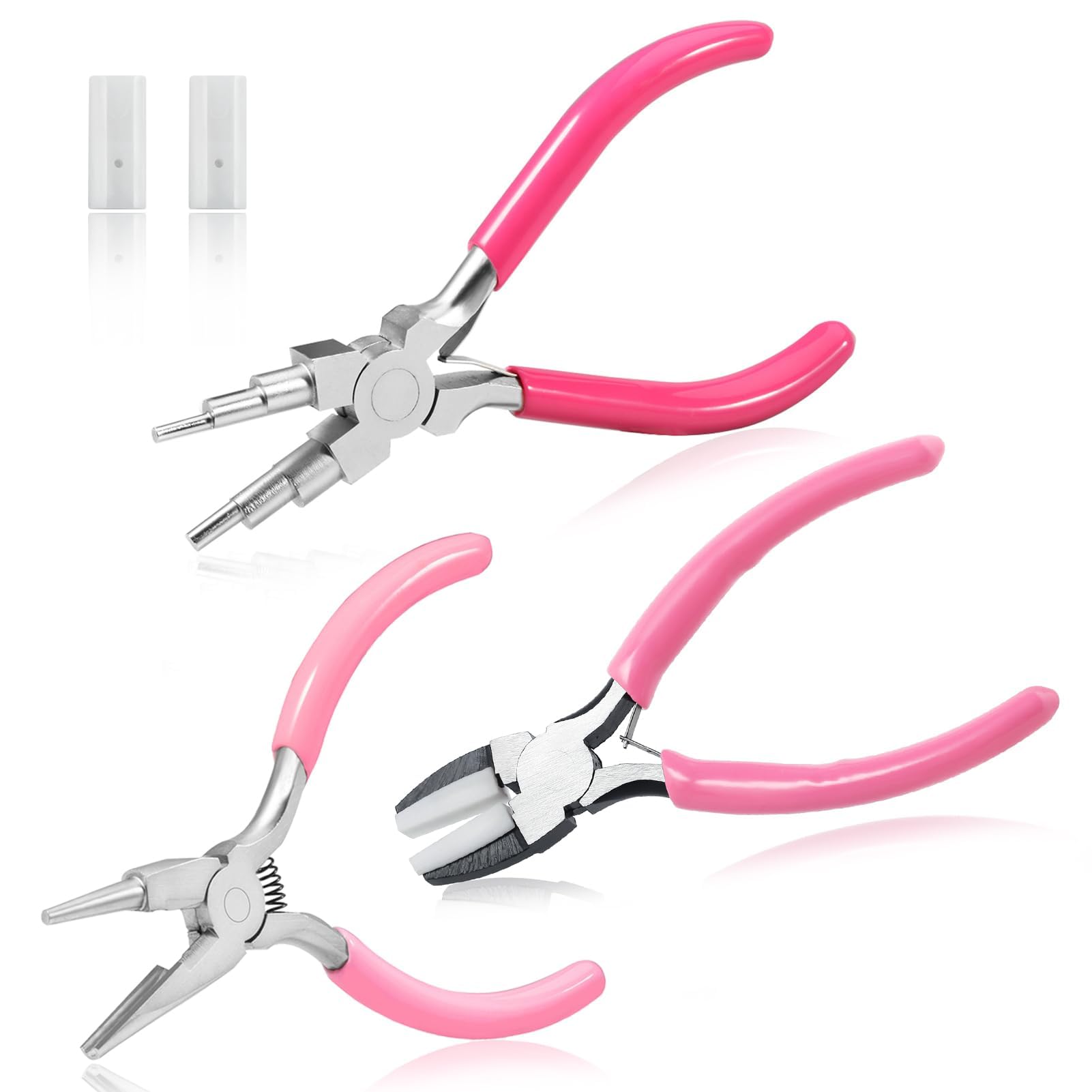 SPEEDWOX Jewelry Making Tools Kit Plier Set 6-in-1 Bail Making, 5-Inch Concave & Round Nose, 5.5-Inch Nylon Flat Jaw Pliers with Cutter