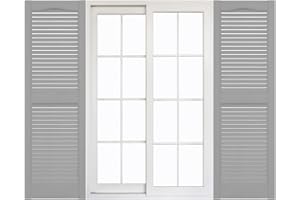 Mid America 00011452030 Standard Size Cathedral Top Center Mullion, Open Louver Vinyl Shutter, w/Installation Shutter-Lok's & Matching Screws (Per Pair), 030, 14 1/2"W x 52"H, Paintable