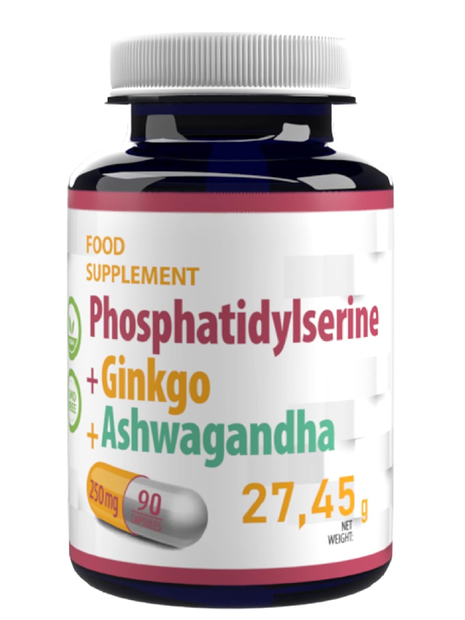 Hepatica Phosphatidylserine + Ginkgo Biloba + Ashwagandha 250mg | 90 Vegan Capsules | High Strength Memory & Stress Support | 3rd Party Lab Tested