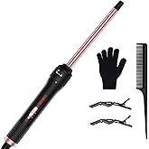 Professional 1/2 Inch Curling Iron, Tiny Curling Wand for Short & Long Hair, Small Ceramic Barrel Curling Iron Wand with 2 Temperature, Include Heat Protective Glove & 2 Clips, Valentine's Day Gifts