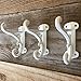 Rustic Cast Iron Coat Hooks (3 Pack) Wall Mounted Farmhouse Decorative Wall Hooks, Vintage Hooks for Hanging Coats, Bags, Hats, Towels (Rustic Antique White Patina, Includes Hardware)