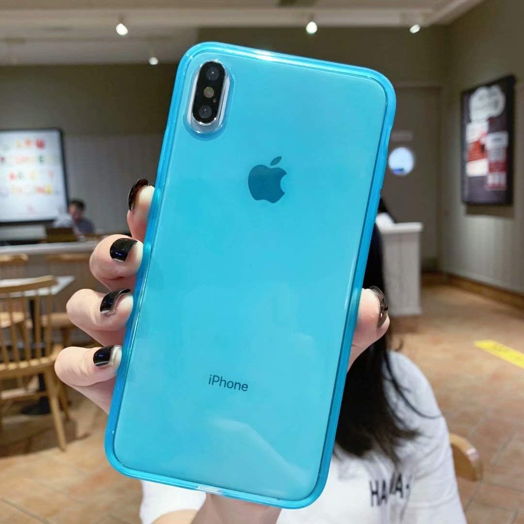 Amazon Com Clear Iphone Xr Case Matte Shock Absorption Bumper Edge Silicone Tpu Soft Gel Phone Cover For Apple Iphone Xr 6 1 18 Clear Blue