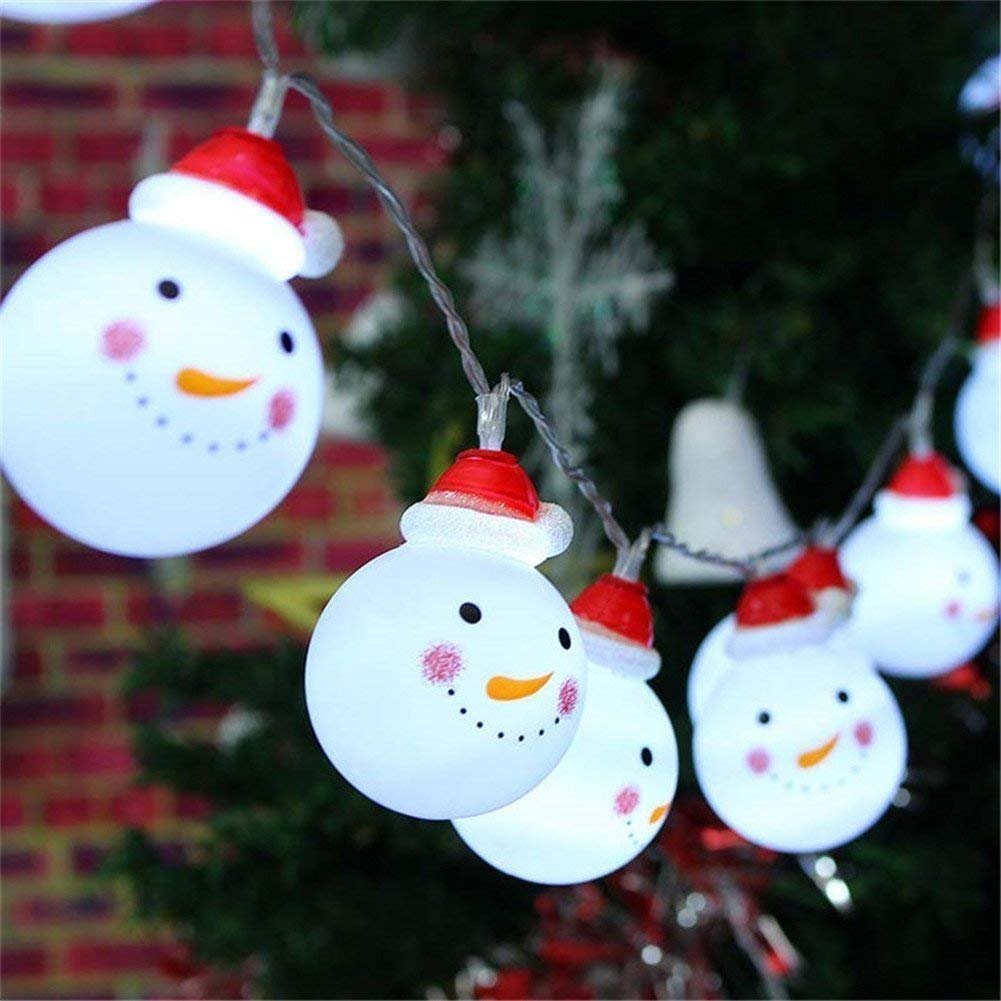 Christmas Light,LED Christmas Snowman String Starry Light for Gardens, Home, Wedding, Christmas Party, Battery-Powered, Christmas Decoration,110V, Warm White