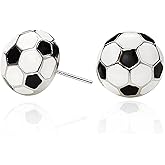 Sterling Silver Sports Earrings Baseball Football Soccer Volleyball Basketball Stud Earrings Half Ball Earrings Athletes Earrings Fan Gift Prize Sports Jewelry Gift for Women Men Player Lover