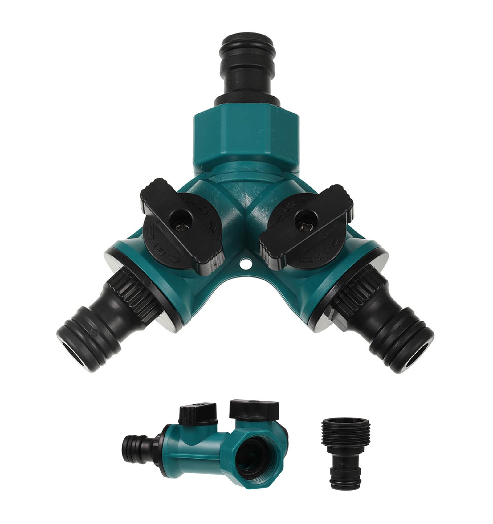 worahroe 2 Way Hose Pipe Connector, 2 Way Garden Water Pipe Connectors, Garden Hose Y-Splitter Connection with Individual On/Off Valves for Water Pipe, Quick Hose End Connector