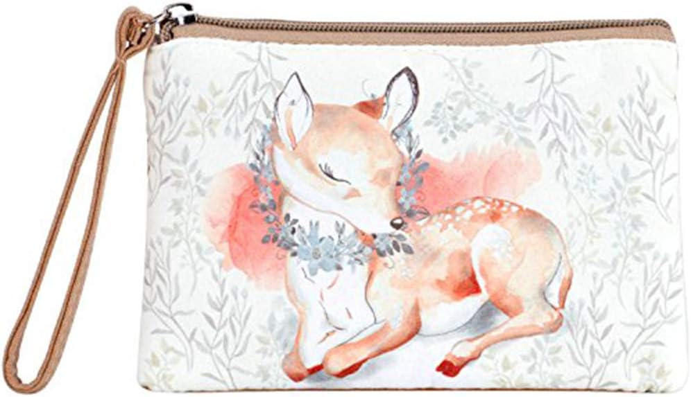 Women and Girls Cute Canvas Coin Purse Zipper Change Pouch Wallet with Wrist Strap for Cash, Bank Card, Passport, Coin