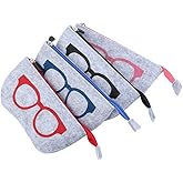 HomeSoGood 4 Pack Zipper Eye Glasses Bag Sunglasses Case Pouch Soft Felt Purse Bag Makeup Storage Pouch