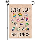 LAGZDFC Every Leaf Belongs Fall Garden Flag, Double Sided Farmhouse Lawn Outdoor Decor Yard Flags Gifts, LGBTQ Pride Banner Gifts, Inclusive Autumn Yard D閏or, Autumn Leaves Decoration Yard Sign