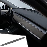 Black Suede Interior Trim Sticker Dashboard Cover Center Console Panel Wrap Styling Moulding Decor Accessories for Tesla Model 3 2017-2023 Model Y 2020-2024