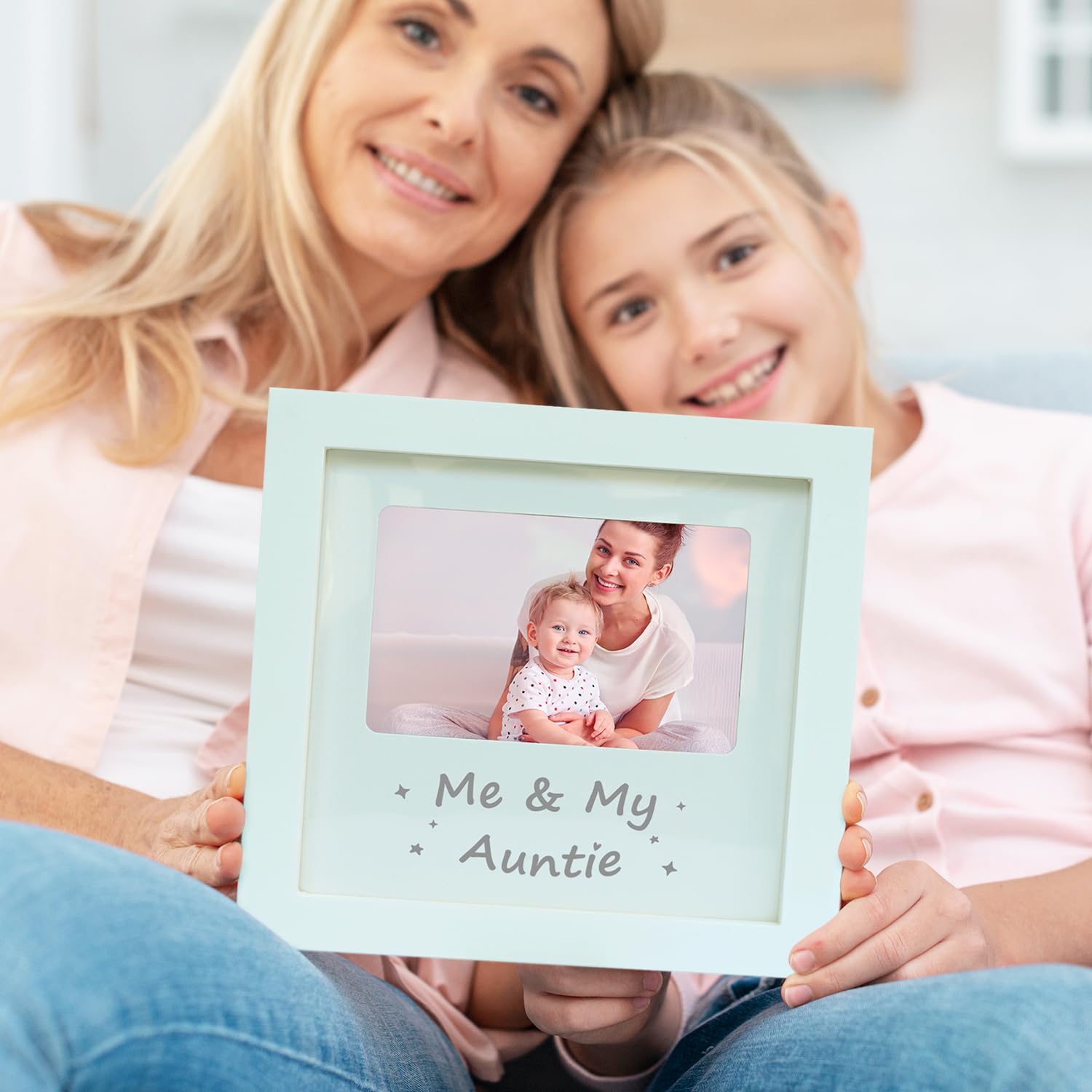 HAMUIERS Me and My Auntie Picture Frame, Aunt Picture Frame Baby Keepsake Photo Frame, New Aunt Gifts, Nursery Décor, White