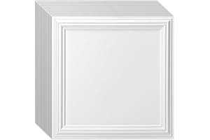 Art3d 12-Pack Drop Relief Ceiling Tiles for Home, Office & Commercial Space, 24 x 24in PVC Waterproof 3D Wall Panels Cover 48 Sq. Ft, White