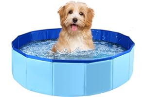 Enenes 24'' x 8'' Dog Pool, Folding Dog Swimming Pool, Portable Dog Bathtub, Dogs Cats PVC Non-Slip Bath Tub Puppy Shower Bathing Tub and Collapsible Pool for Dogs Cats (Blue)