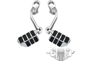 FOVPLUE 1.25" Highway Footpegs,Long Angled Adjustable Highway Pegs w/Mounts for Harley Touring Street Glide Electra Glide Road King Softail CVO Dyna Trike VRSC Sportster w/1-1/4" Engine Guard,Chrome#2