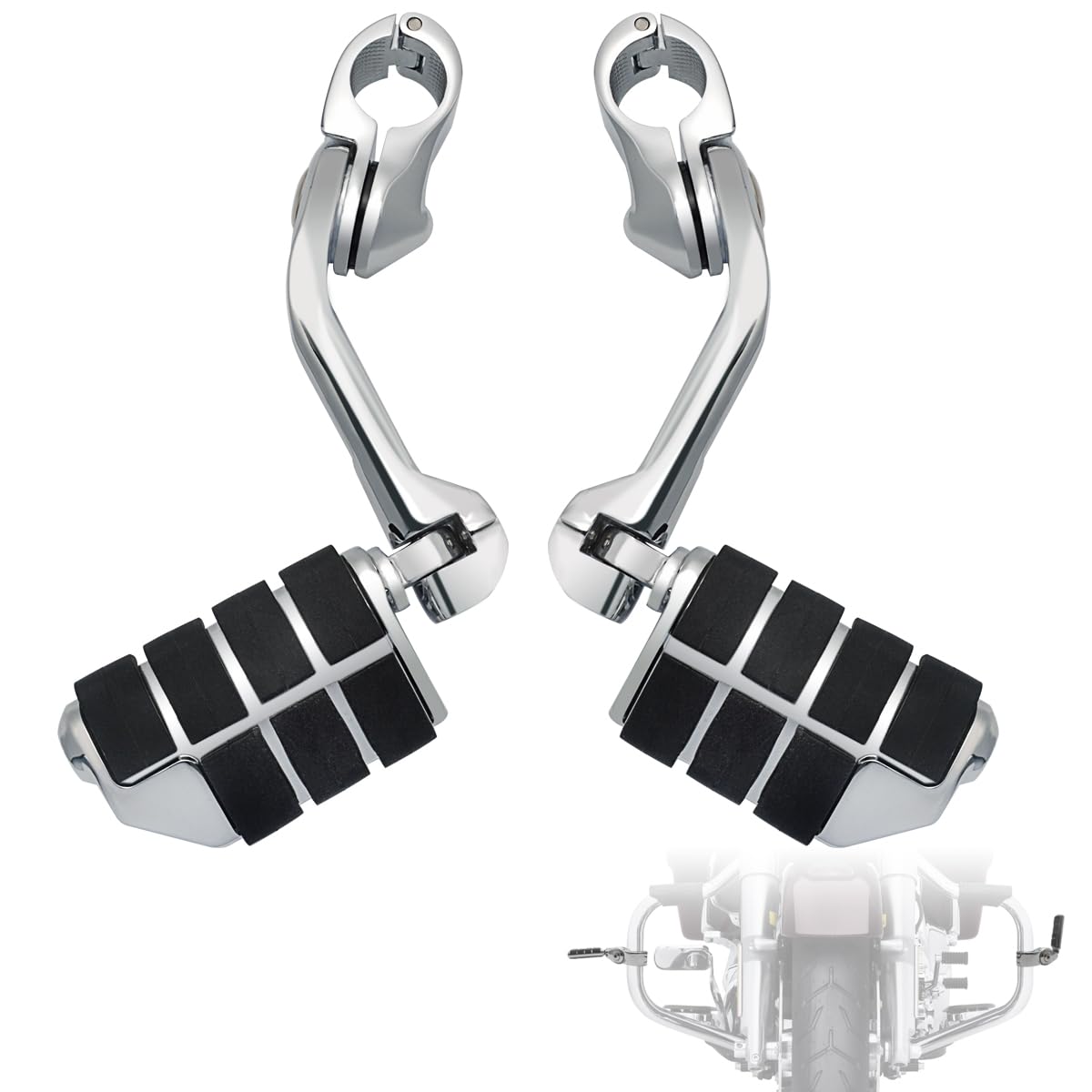 Photo 1 of FOVPLUE 1.25" Highway Footpegs,Long Angled Adjustable Highway Pegs w/Mounts for Harley Touring Street Glide Electra Glide Road King Softail CVO Dyna Trike VRSC Sportster w/1-1/4" Engine Guard,Chrome#2