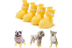 Yeduzyn 4Pcs Waterproof Dog Boots Dog Shoes for Snow and Rain Teddy Pomeranian Bichon Small Size Dogs (Yellow, Small)