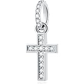 2026 Sparkling Cross Charms Pendant fit Pandora Religious Bracelet, Silver Plated Christian Faith Cross Mini Dangle Charm, Gifts for Grandma/Family/Christmas