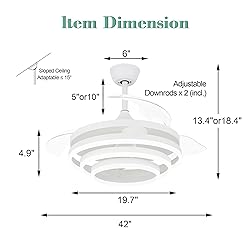 42 Inch Retractable Ceiling Fan, Modern Ceiling