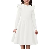 Arshiner Girls Sweater Dress Fall Winter Lantern Long Sleeve Cable Knit Pullover Midi Dresses