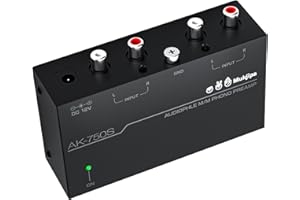VKheroKV LP-A Preamp Preamplifier, Pre-Amplifier for Turntable Audiophile M/M Phono preamp with Level Volume Controls 2 RCA, Low Noise Operation, with 12 Volt DC Adapter. LP-A
