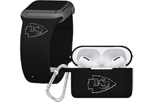 GAME TIME Kansas City Chiefs Engraved Silicone Combo Package Compatible with Apple Watch and Airpods Pro Battery Case (38/40mm Black/Black)