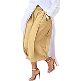 Verdusa Women's Wide Leg Pants Streetwear Baggy Capris with Pockets Gaucho Pants Culottes