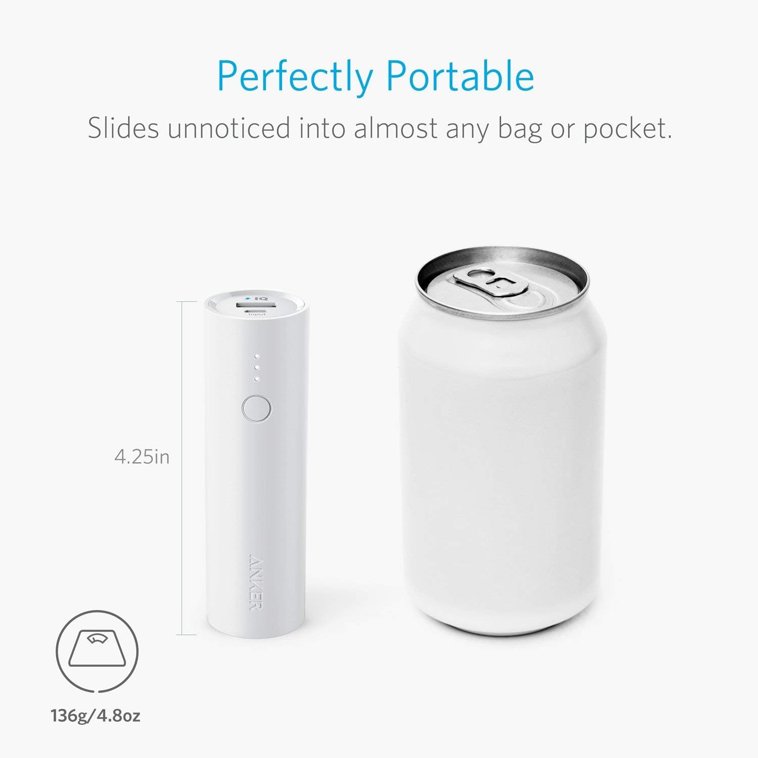 Anker PowerCore 5000 Portable Charger, Ultra-Compact 5000mAh External Battery with Fast-Charging Technology, Power Bank for iPhone, iPad, Samsung Galaxy and More