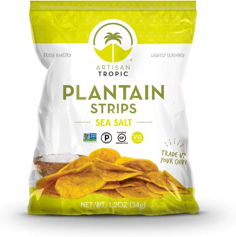 Artisan Tropic Plantain Strips - Your Tasty and Healthy Snack Alternative - Paleo, Gluten Free, Vegan, Non-GMO - Made With Sustainable Palm Oil and No Added Sugar (Sea Salt, 1.2 oz| 16 pack)