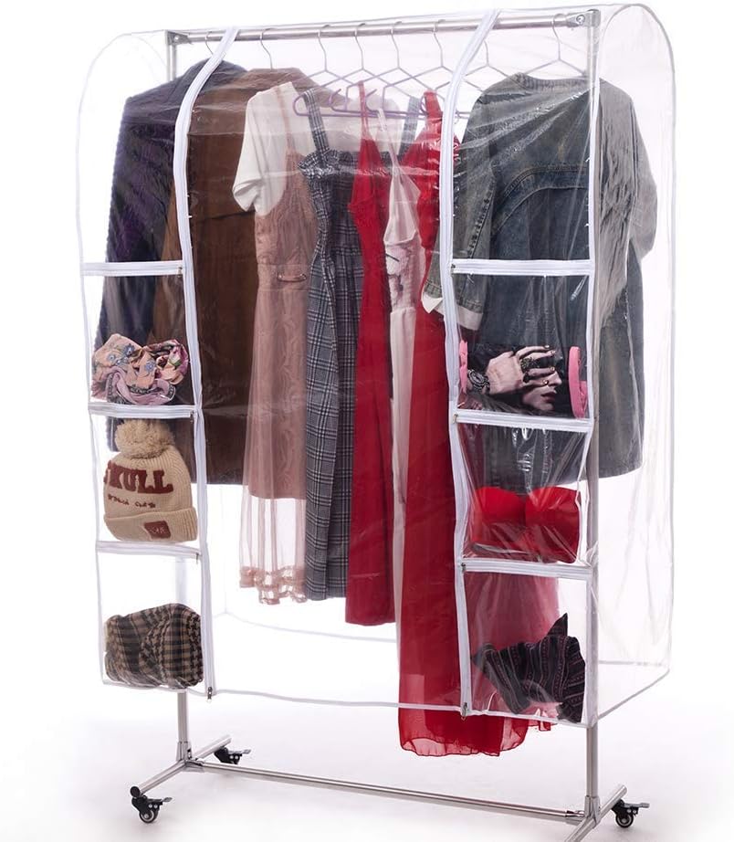 71” Long Transparent Clothing Rack Cover, Thicken PEVA Garment Rack Cover, Hanging