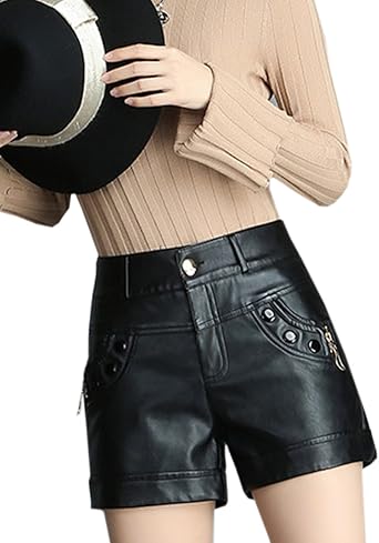 black leather hot pants