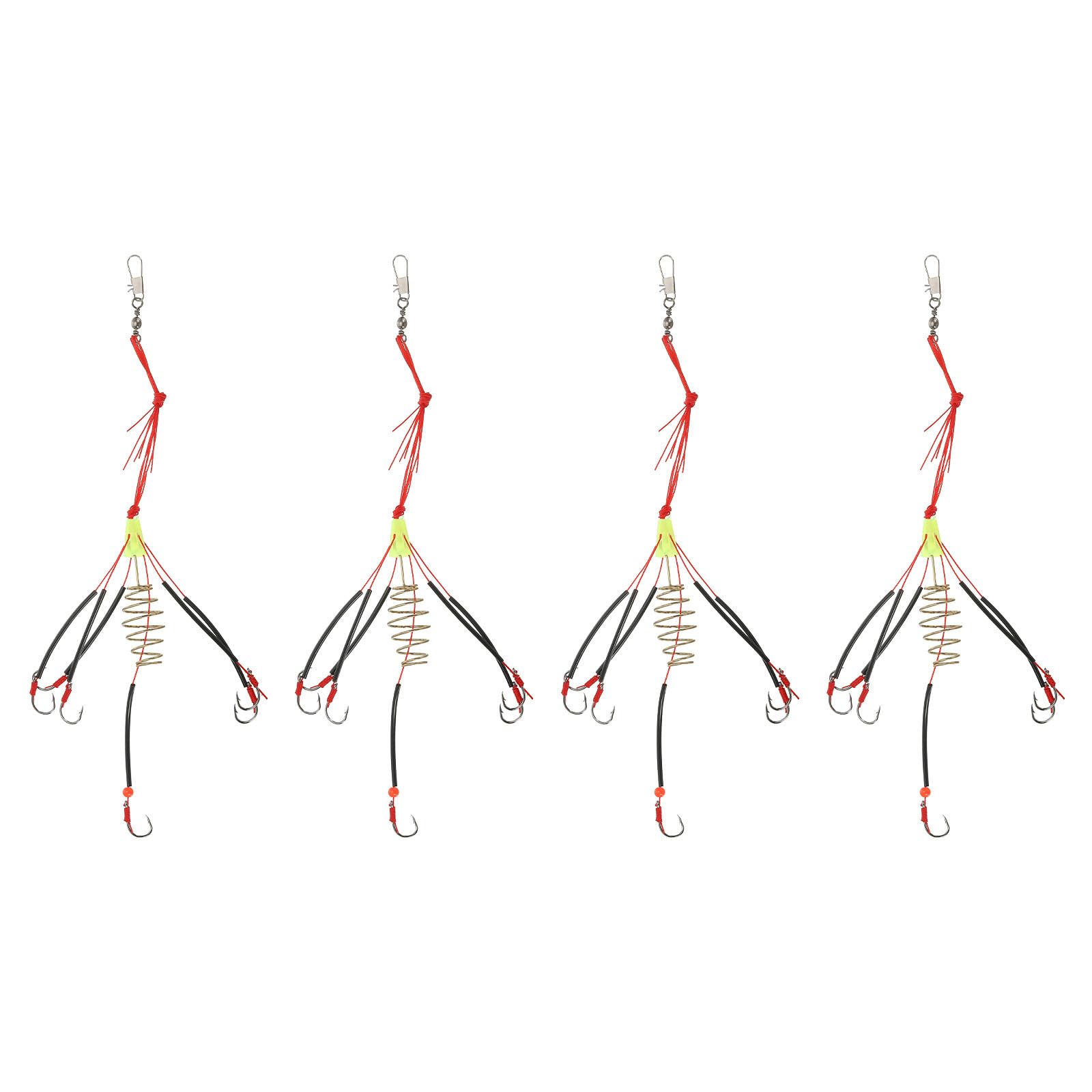 PATIKIL Carp Fishing Baits Hook, 4 Pcs Fishing Lure Hooks Carp Jig Hooks with Drum Type Spring Feeder and Luminous Bead for Carp Fishing, Red (11#)