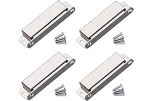 WOOCH Door Magnetic Catch - 90lb High Magnetic Stainless Steel Heavy Duty Catch for Kitchen Bathroom Cupboard Wardrobe Closet Closures Cabinet Door Drawer Latch (3.7 in Silver, 4-Pack)