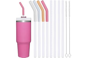 Greant 8 PCS Straw compatible with Stanley Adventure Quencher 40oz, 12 inch Straw compatible with Stanley 40oz Tumbler With Handle, Come With 4 PCS Straw Covers compatible with Stanley