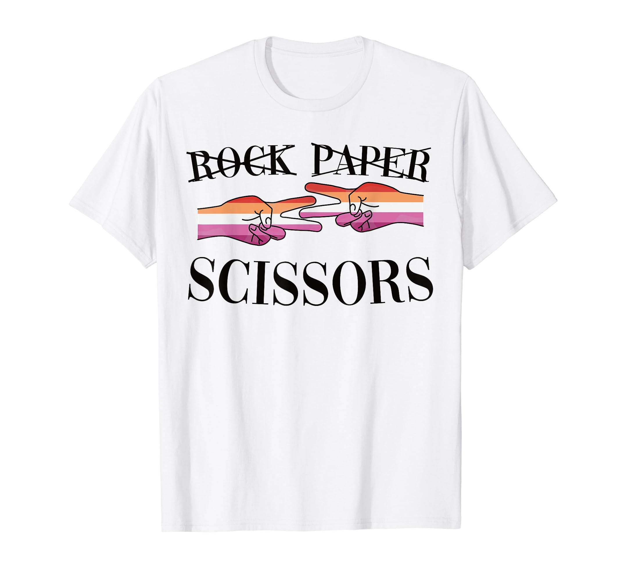 Rock Paper Scissors LGBTQ+ Pride Month Lesbian Pride Flag T-Shirt
