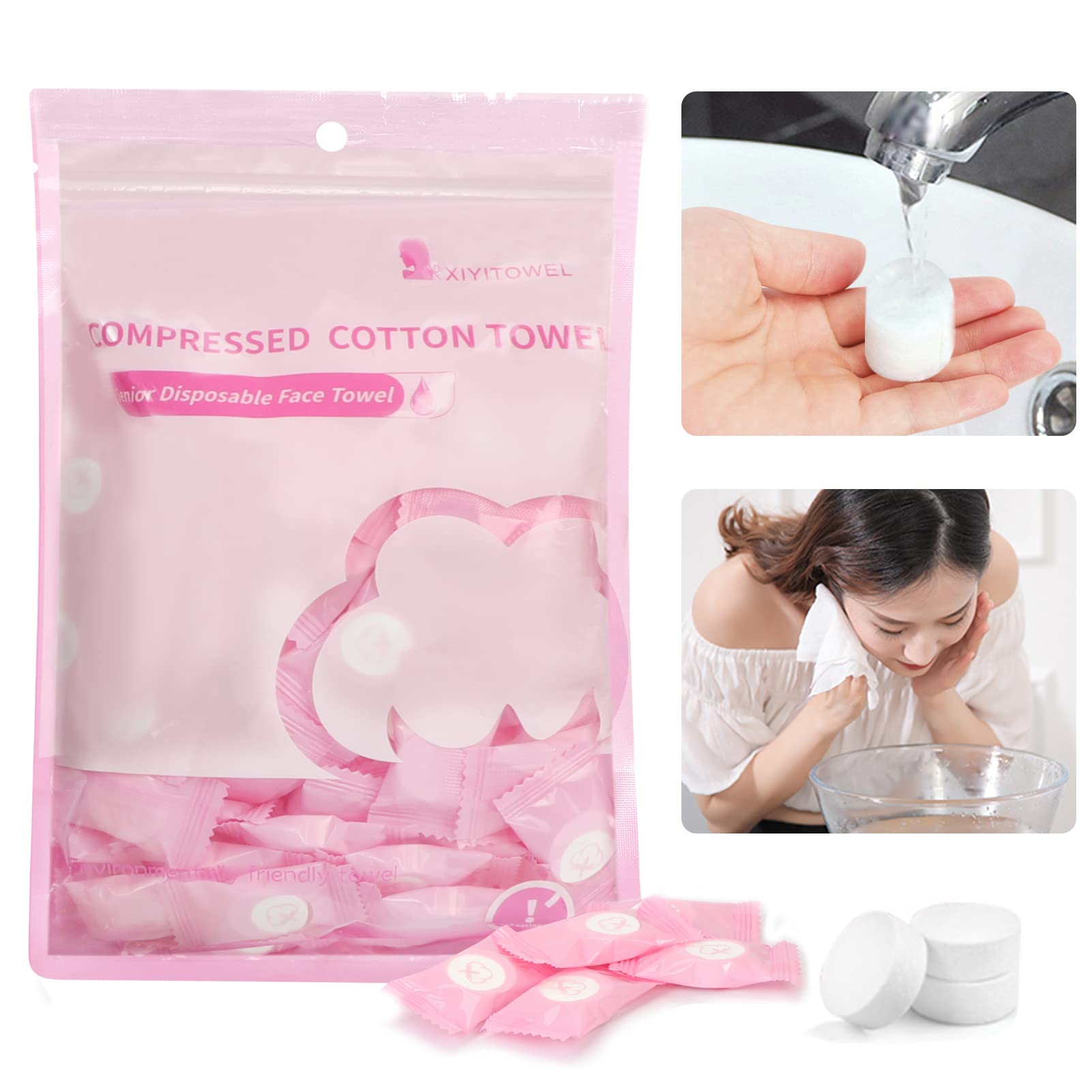 WWW Compressed Towel, Portable Mini Tissues, 100 PCS Disposable Cotton Face Towel for Travel, Camping, Hiking, Sport, Beauty Salon, Home Wiping and Outdoor Activities