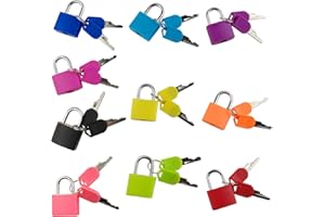 GXXMEI 10PCS Suitcase Locks with Keys, Small Luggage Padlocks Metal Padlocks Mini Keyed Padlock for School Gym Classroom Matching Game (10 Colors)