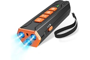 Rosmas Anti Barking Device, Rechargeable ultrasonic Dog Repeller, up to 23 Ft Effective Control Range, Safe for Human & Dogs, Portable Indoor & Outdoor, Dog Training & Behavior Aids (Black Orange)