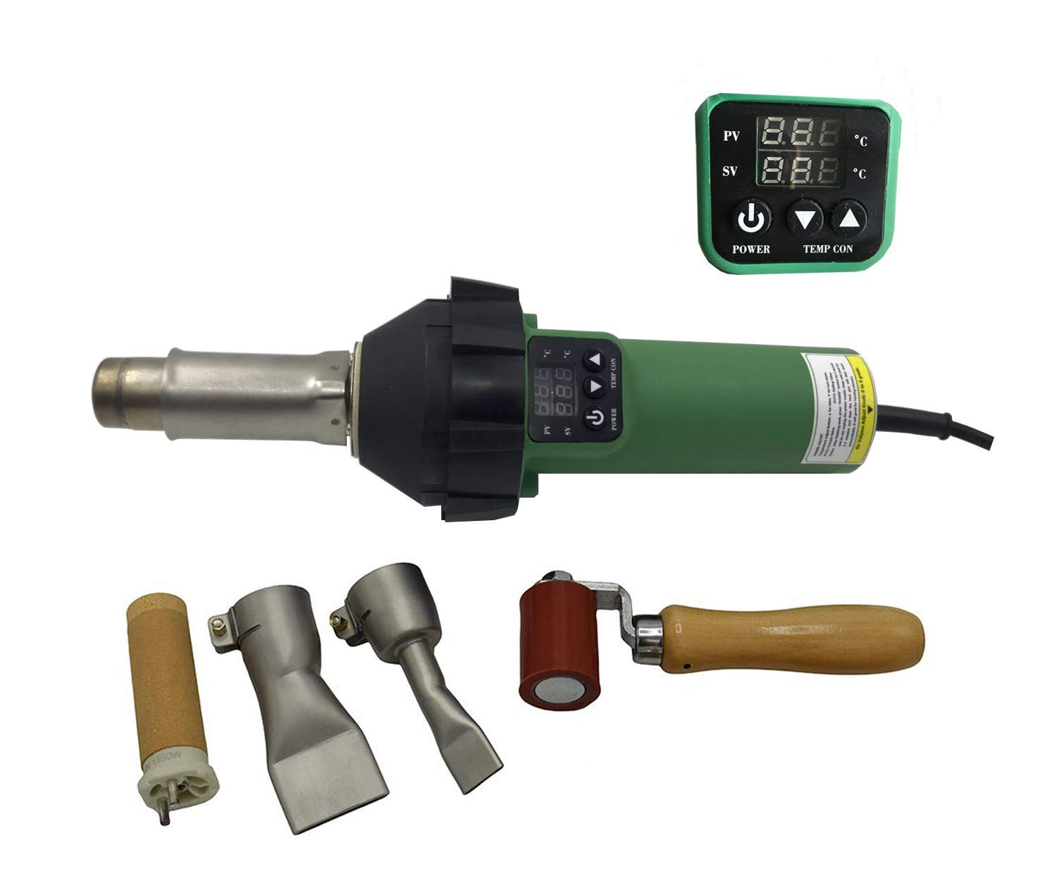 1600W Digitally Controlled Heating Gun Plastic Welding Gun PVC TPO Roofing Welding Hot Air Gun Plastic Flooring Welding Gun (with Roofing kit)