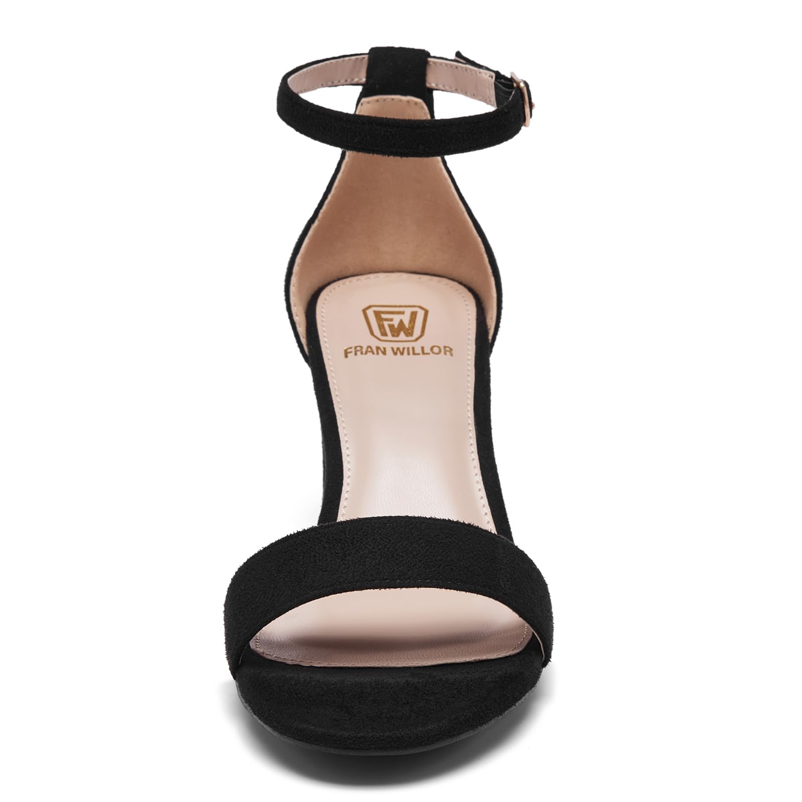 FW FRAN WILLOR Women Open Toe Low Chunky Short Heels Ankle Strap Block Heel Sandals Party Dress Wedding Pump Shoes