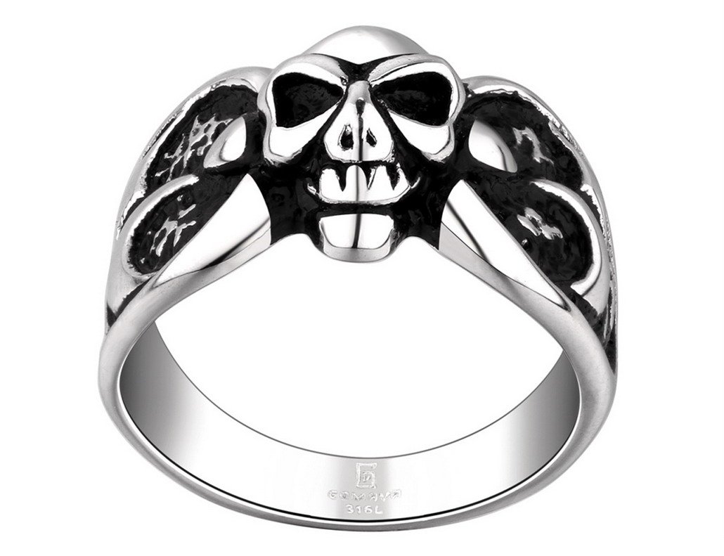 Anillo de acero de titanio - Calavera esqueleto vintage 