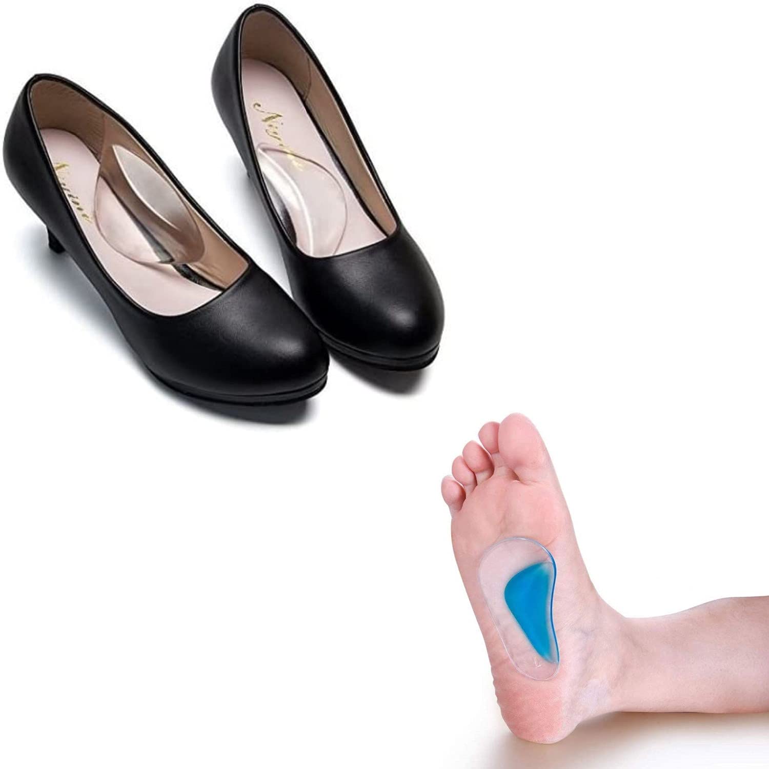 PEDIMEND Silicone Gel Arch Support Set (4PCS) - Flat Foot Support - Orthotic Shoe Insoles - Plantar Fasciitis Support Pads - Metatarsal Pads for Foot - Shock Absorber Pads – Unisex – Foot Care