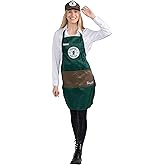Dress Up America Barista Costume for Adults - Green Apron and Cap - Coffee Barista Costume Set
