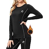 MeetHoo Women Thermal Underwear Shirts, Long Sleeve Thermal Tops Winter Warm Fleece Lined Base Layer for Skiing Running