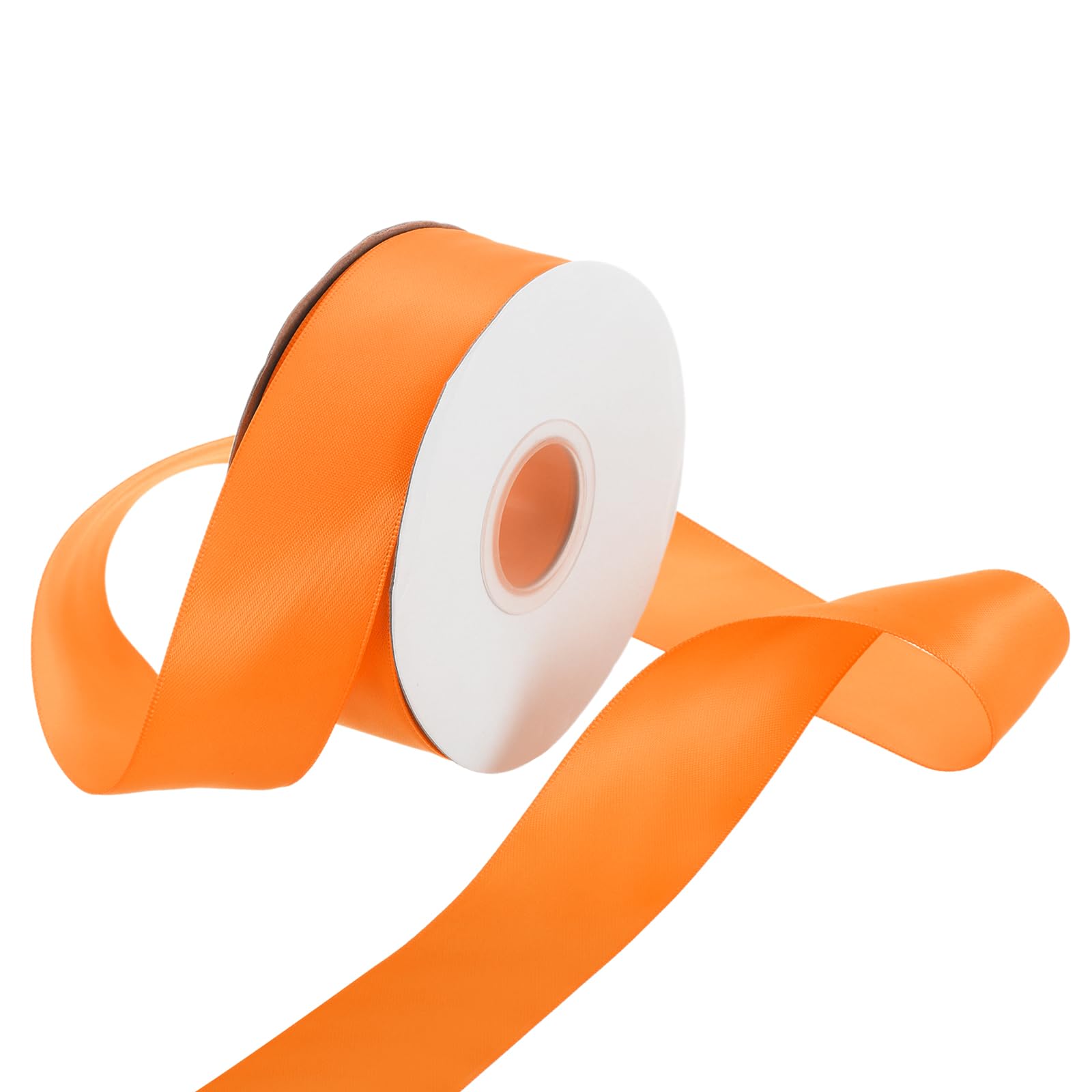 Rebower 38mm Satin Ribbon 23m Thick Double Face Grosgrain Silk Ribbon, [for Gift Wrapping, Hair Bows, Wedding, Cake, Flower] - 25 Yard/75ft/Orange