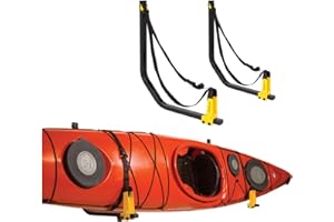 Suspenz Deluxe Kayak Canoe SUP Storage Rack, Adjustable Wall Hangers/Hooks, Indoor & Outdoor Use, Safety Straps, Stores Boats Up to 125 lbs (11-0111)